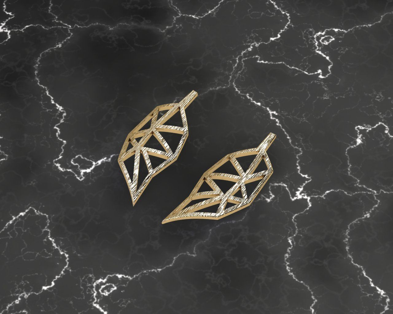 Minimal Leaf Earring  3D model_4