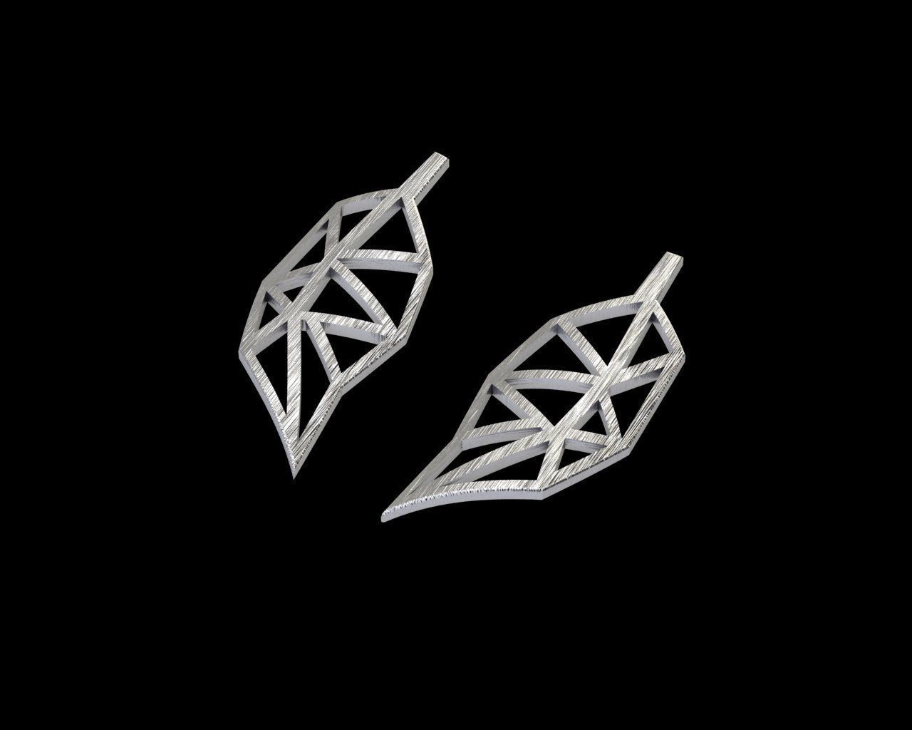 Minimal Leaf Earring  3D model_3