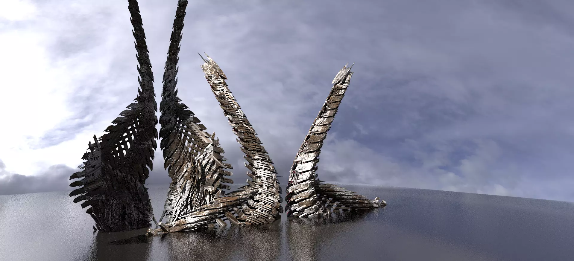 Dragon Bone Floating Mountain winter structures 3D model_0