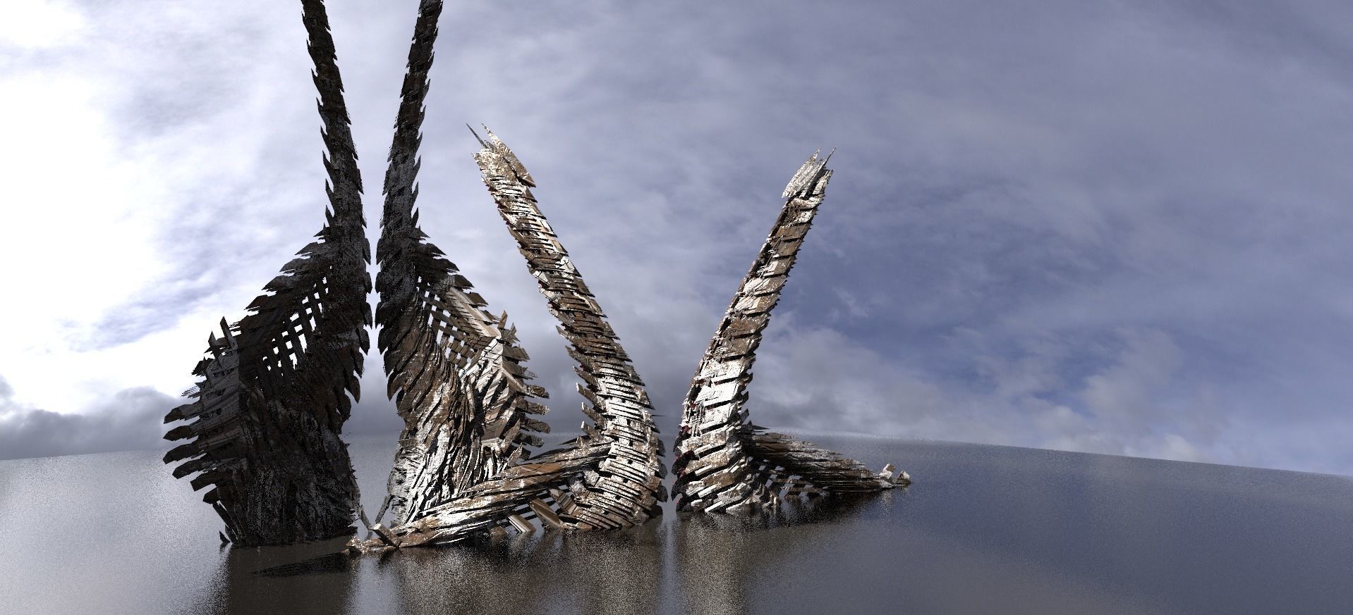 Dragon Bone Floating Mountain winter structures 3D model_1