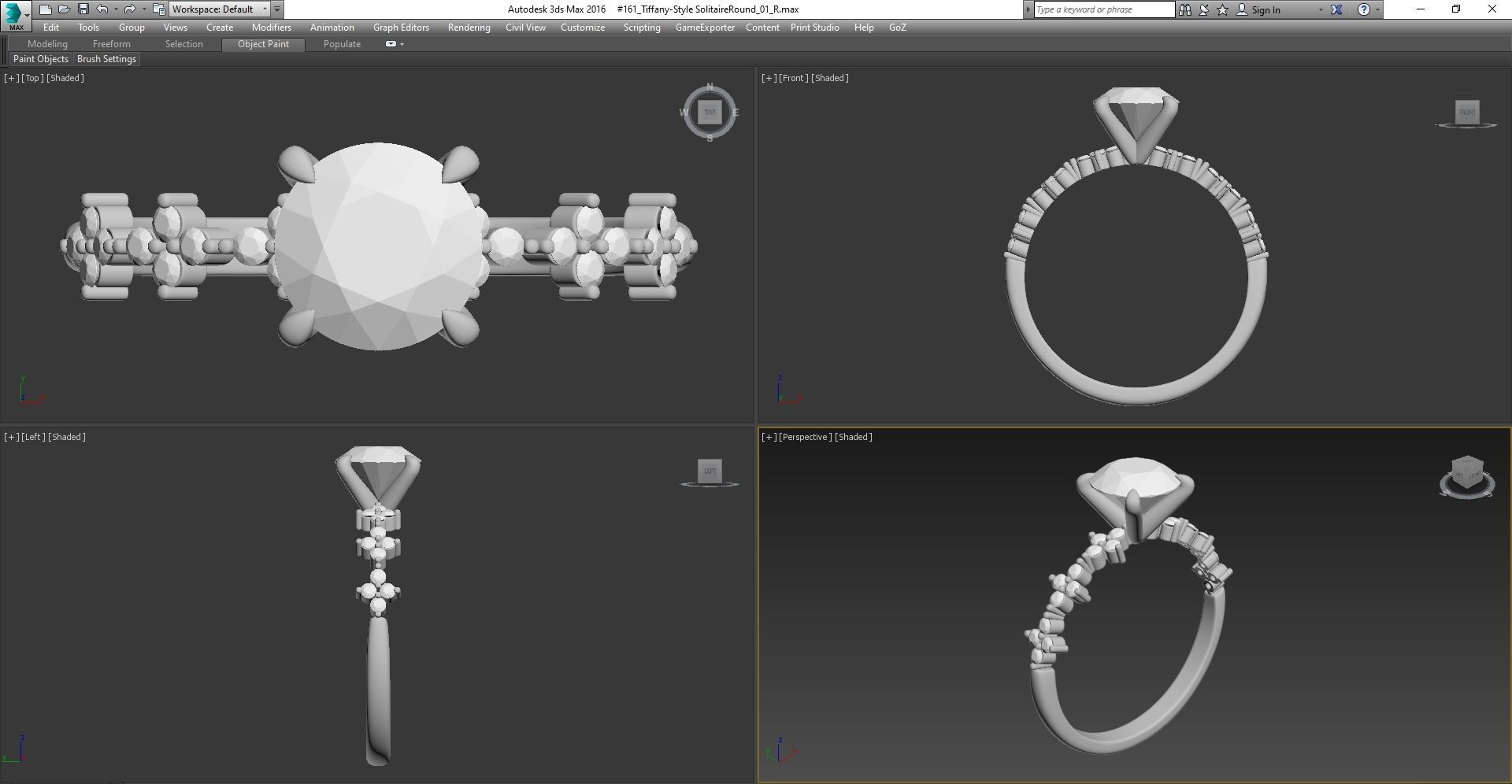 Tiffany-Style Solitaire Round Engagement 3D print model_18