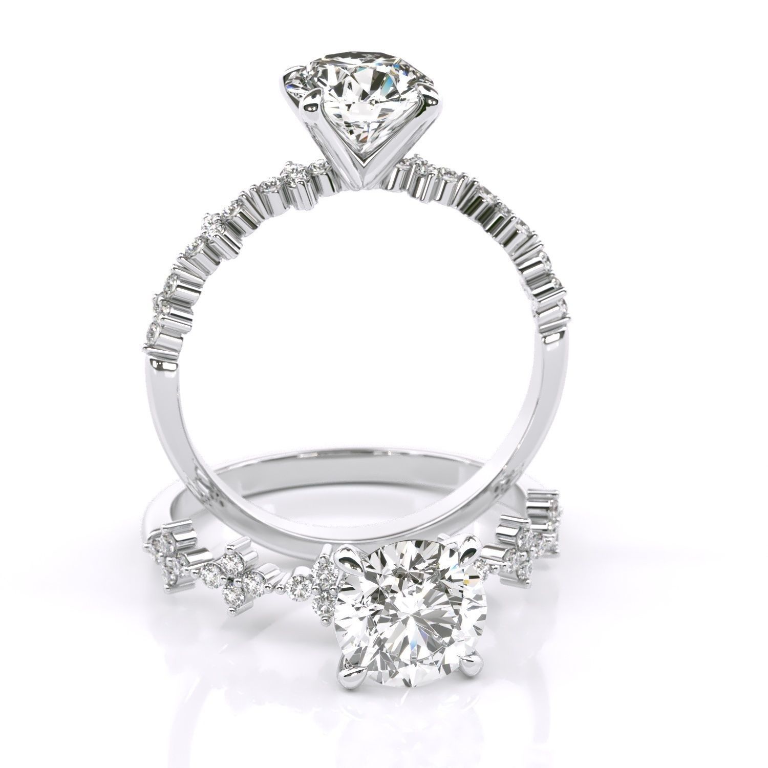 Tiffany-Style Solitaire Round Engagement 3D print model_3