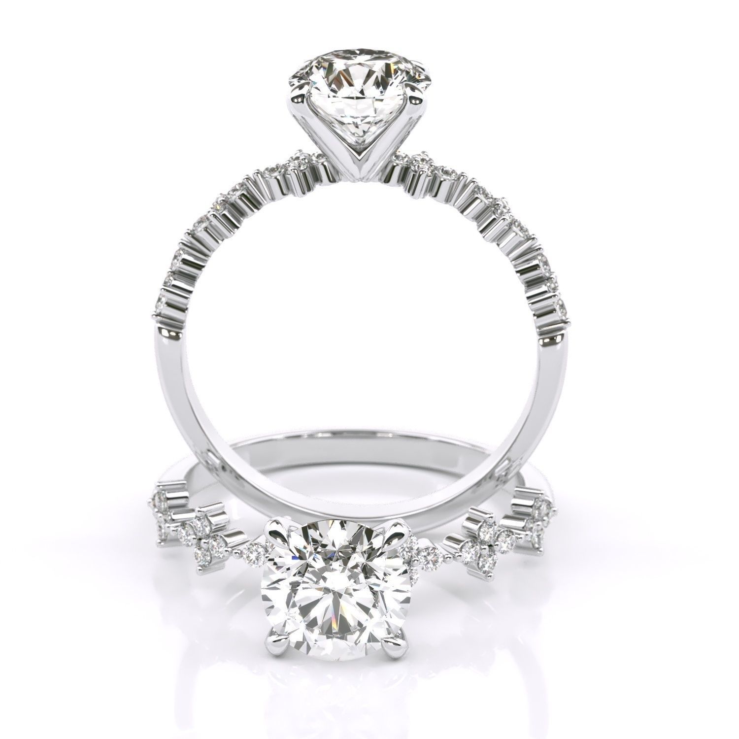 Tiffany-Style Solitaire Round Engagement 3D print model_2