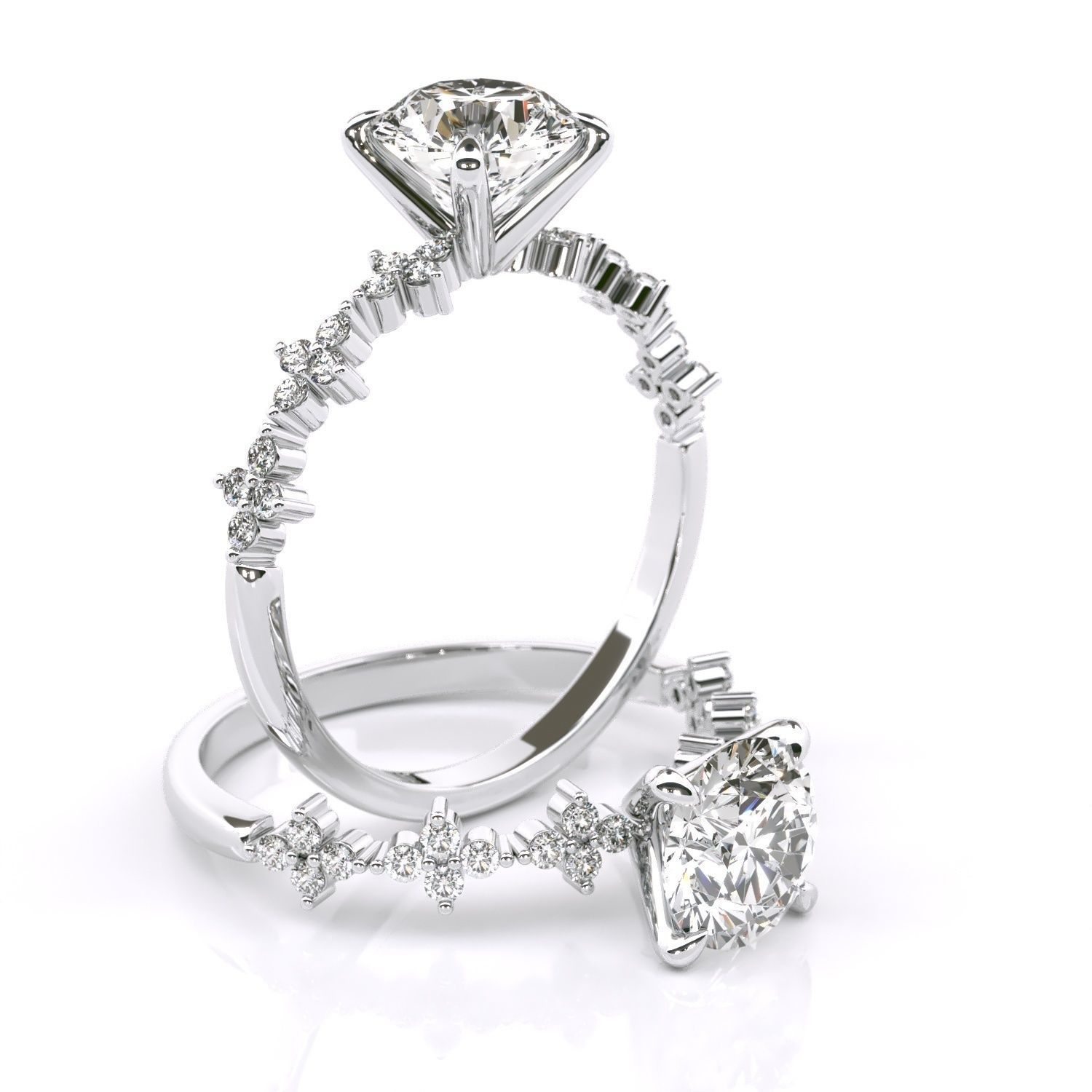 Tiffany-Style Solitaire Round Engagement 3D print model_4