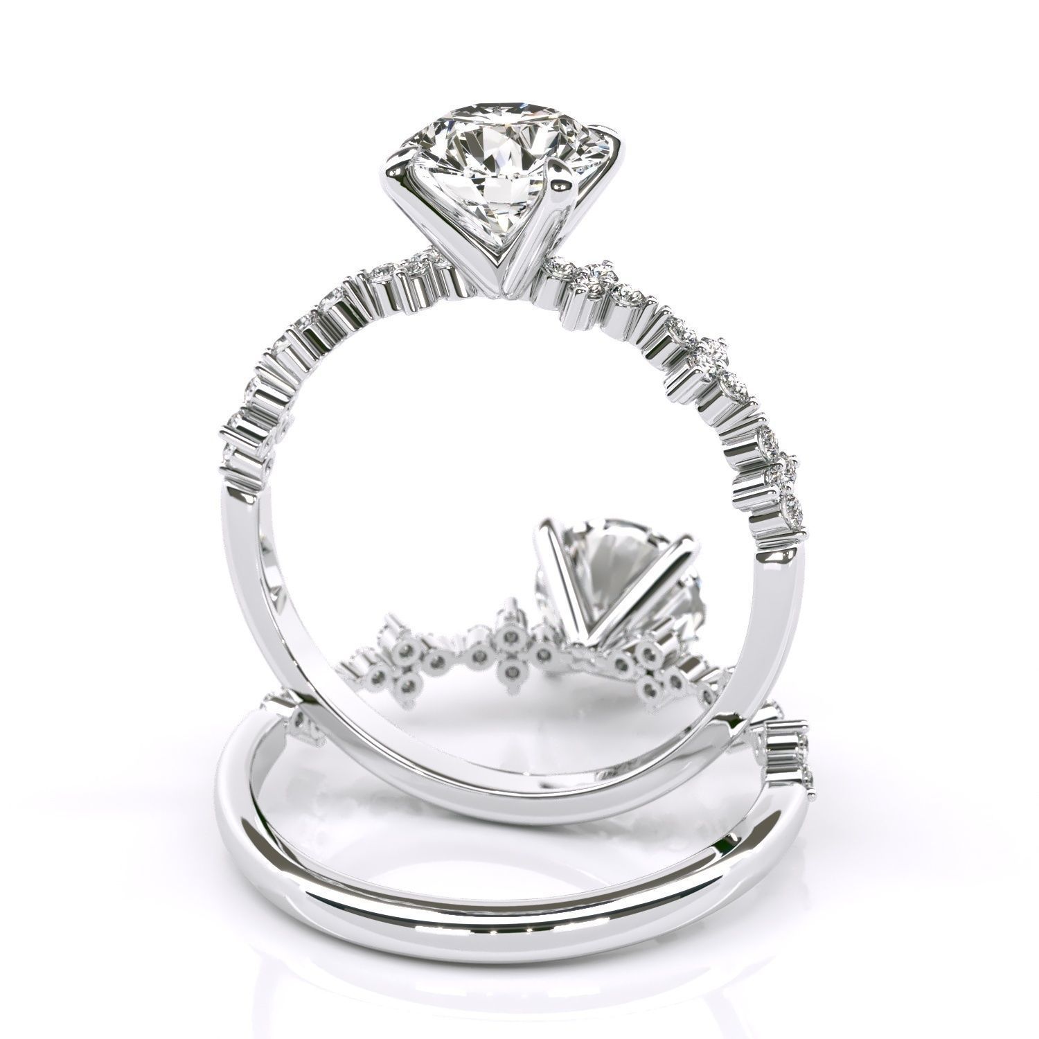 Tiffany-Style Solitaire Round Engagement 3D print model_5