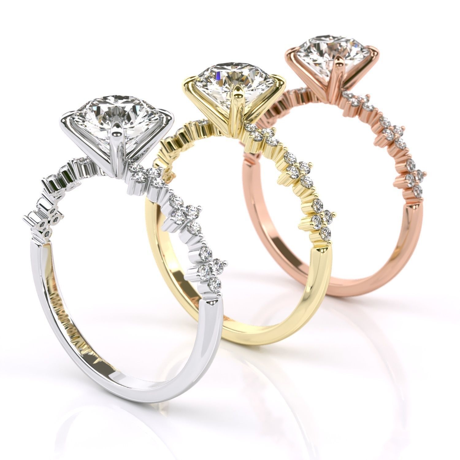 Tiffany-Style Solitaire Round Engagement 3D print model_7