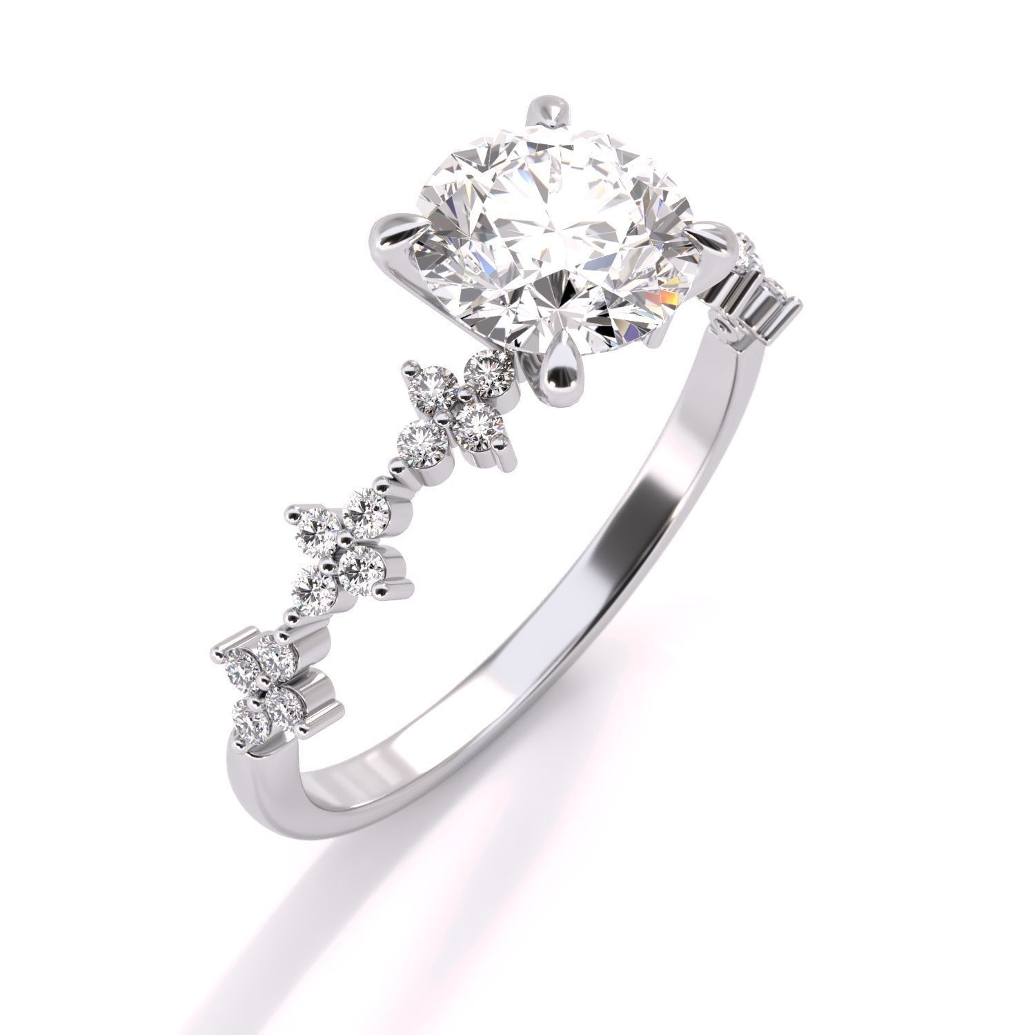 Tiffany-Style Solitaire Round Engagement 3D print model_6