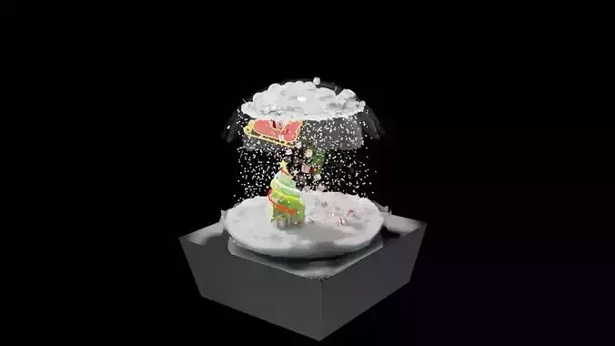 snowball snow globe with bottle of water in it