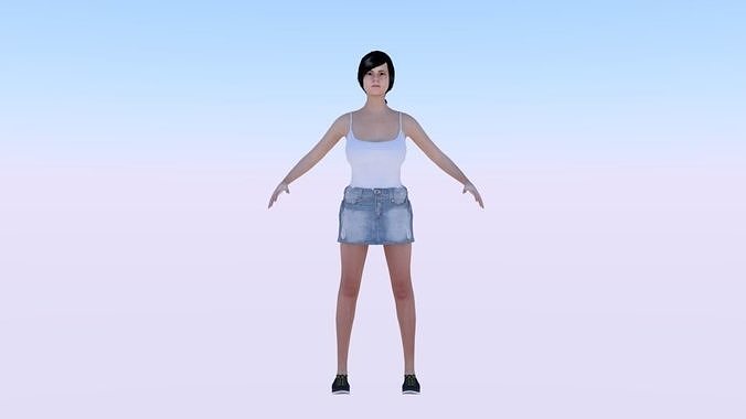Woman in Casual Clothes 03 Low-poly 3D model