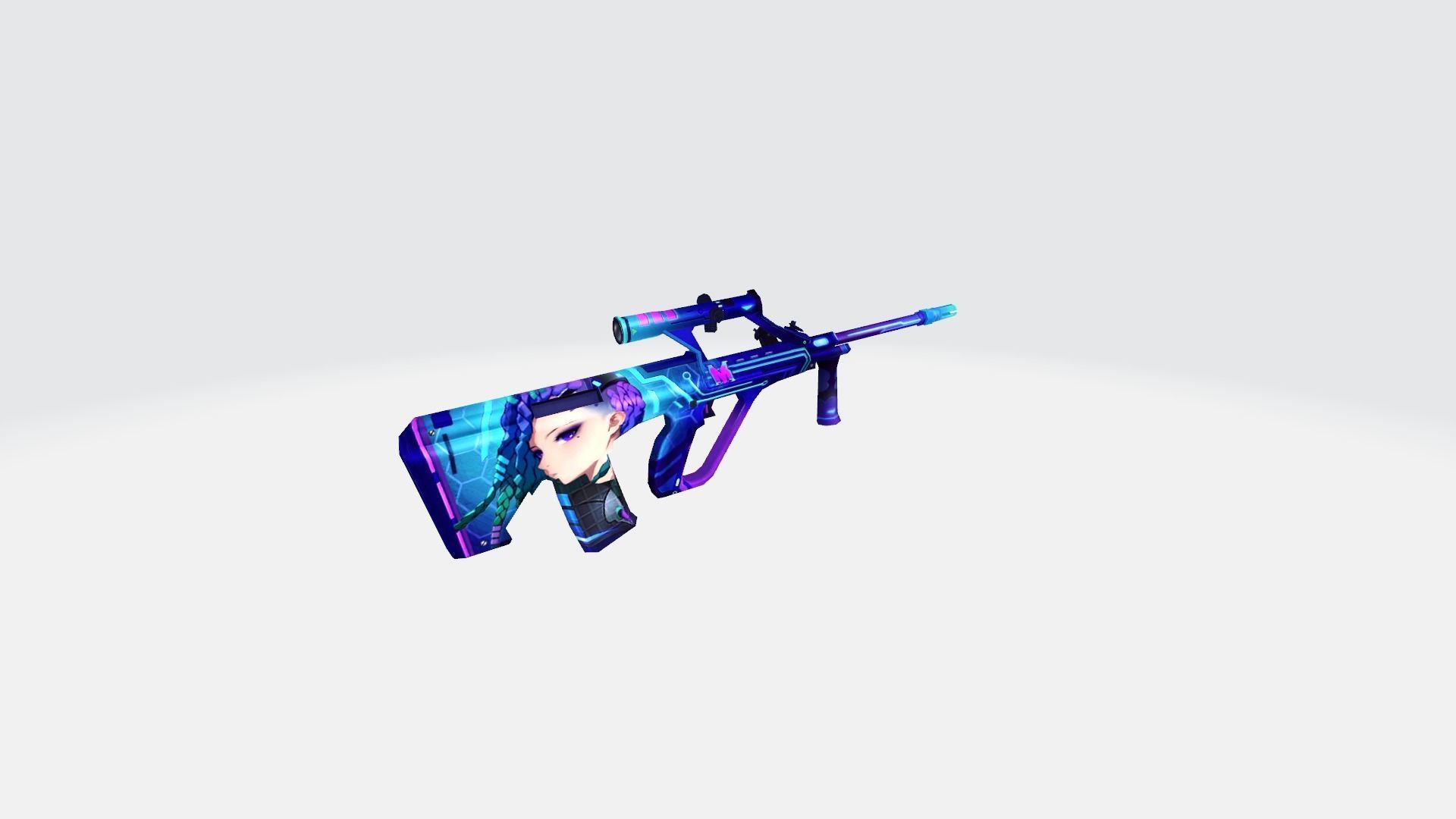 AUG Rifle Game Weapon 7x 3D model_5