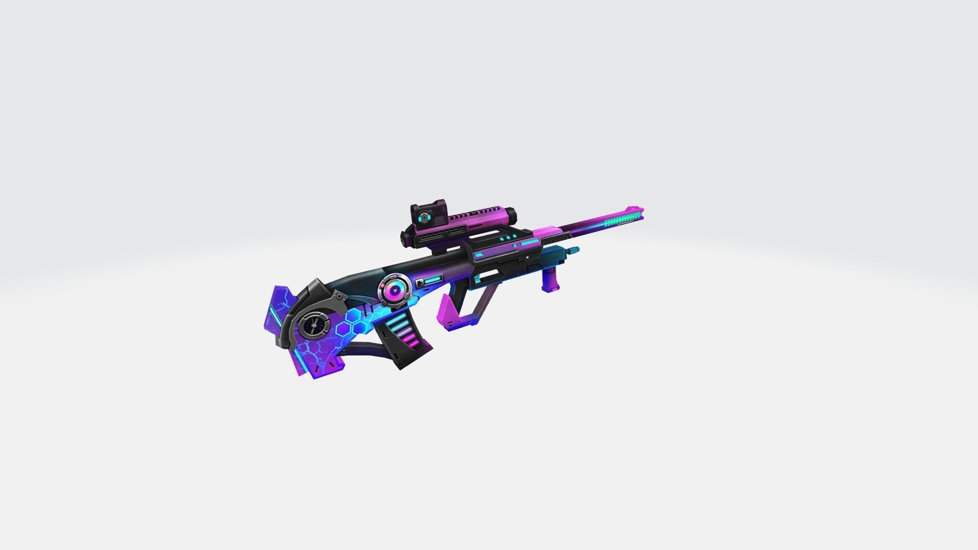 AUG Rifle Game Weapon 7x 3D model_4