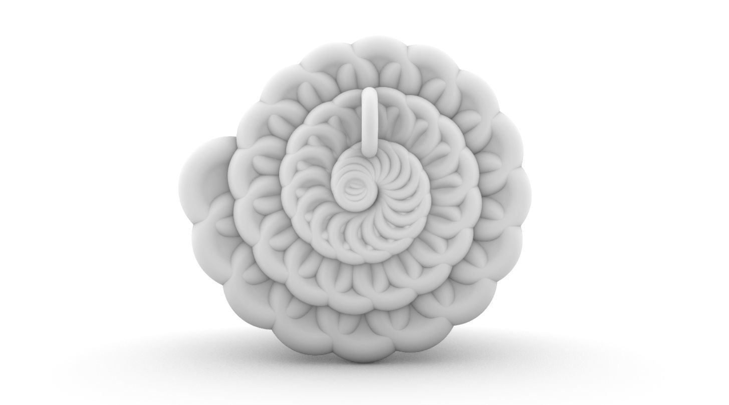 parametric spiral flower torus pendant 3D print model_8