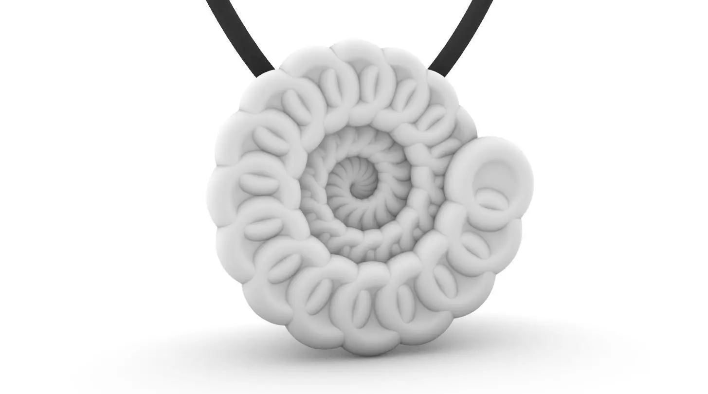 parametric spiral flower torus pendant 3D print model_0