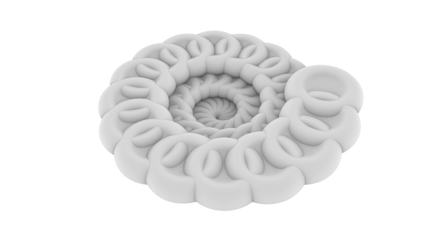 parametric spiral flower torus pendant 3D print model_6