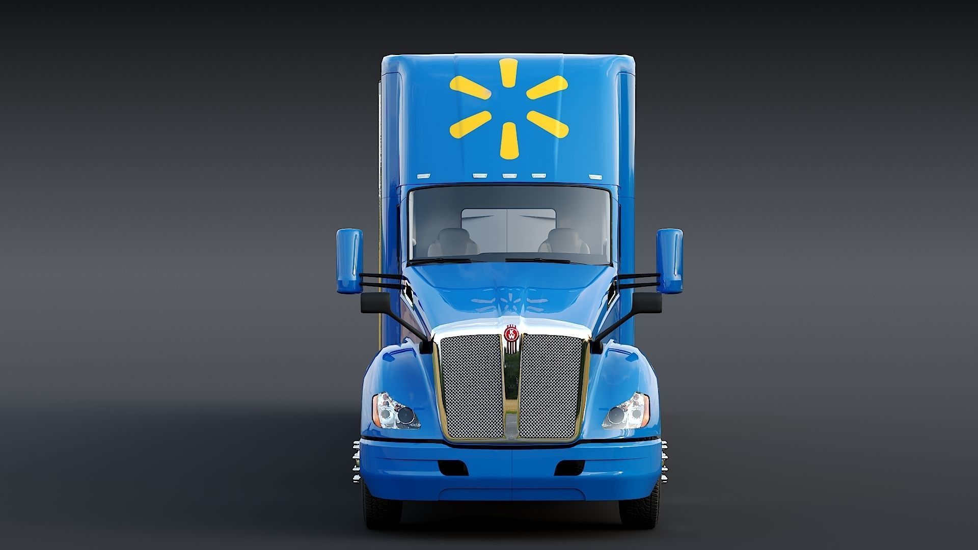 Kenworth T680 Day Cab and Refrigerator Walmart Low-poly 3D model_14