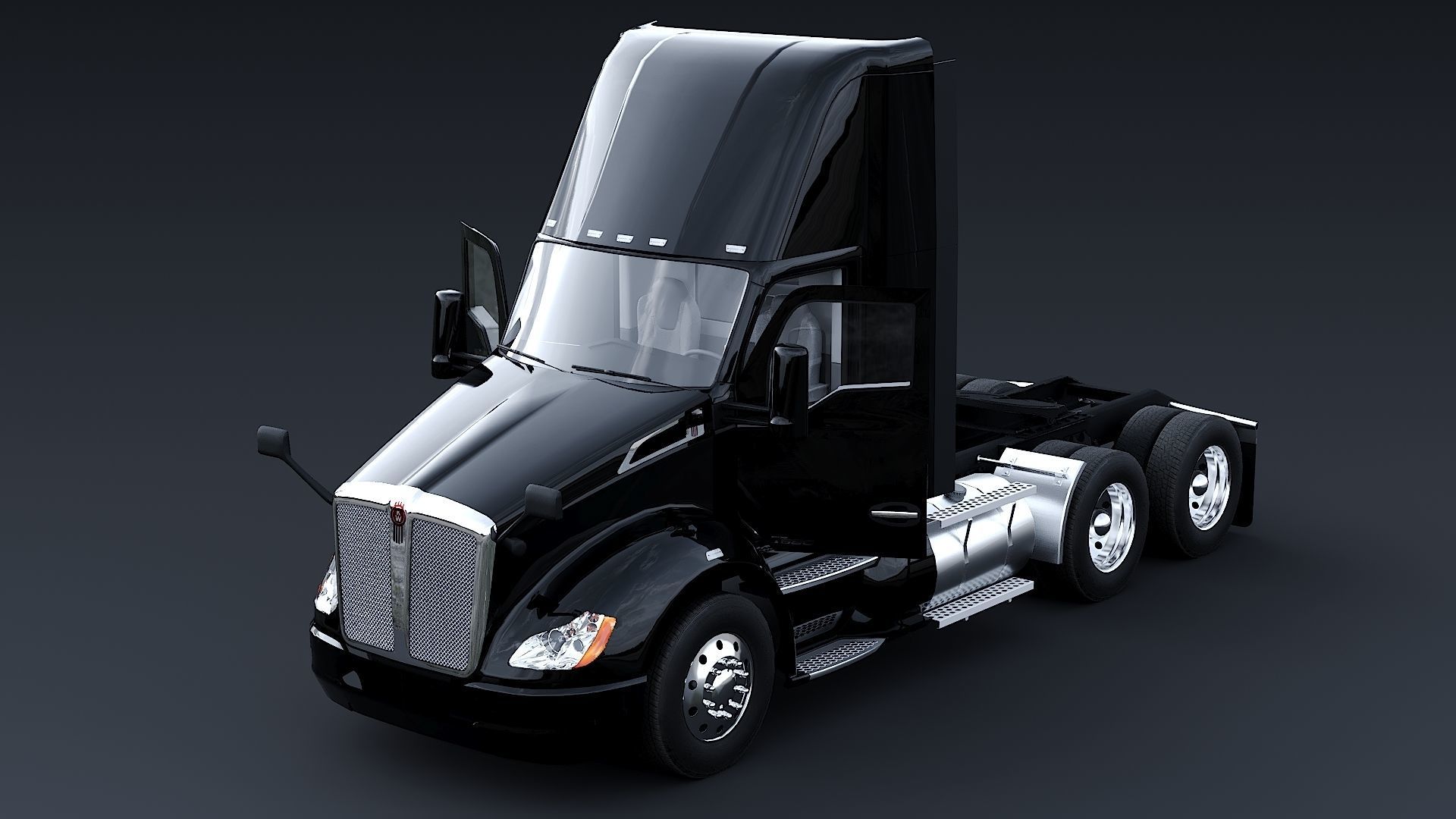 Kenworth T680 Day Cab and Refrigerator Walmart Low-poly 3D model_29