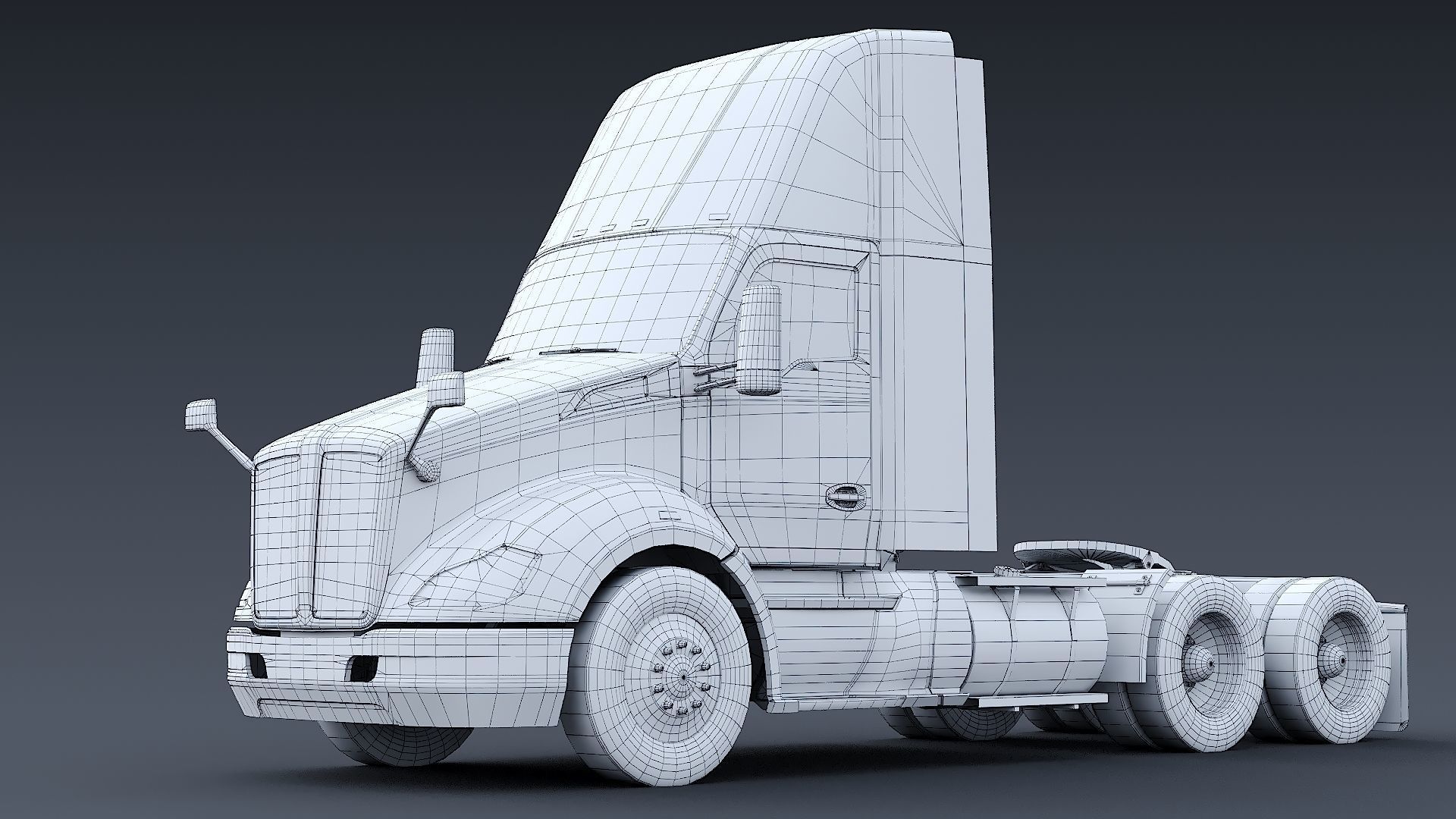 Kenworth T680 Day Cab and Refrigerator Walmart Low-poly 3D model_31