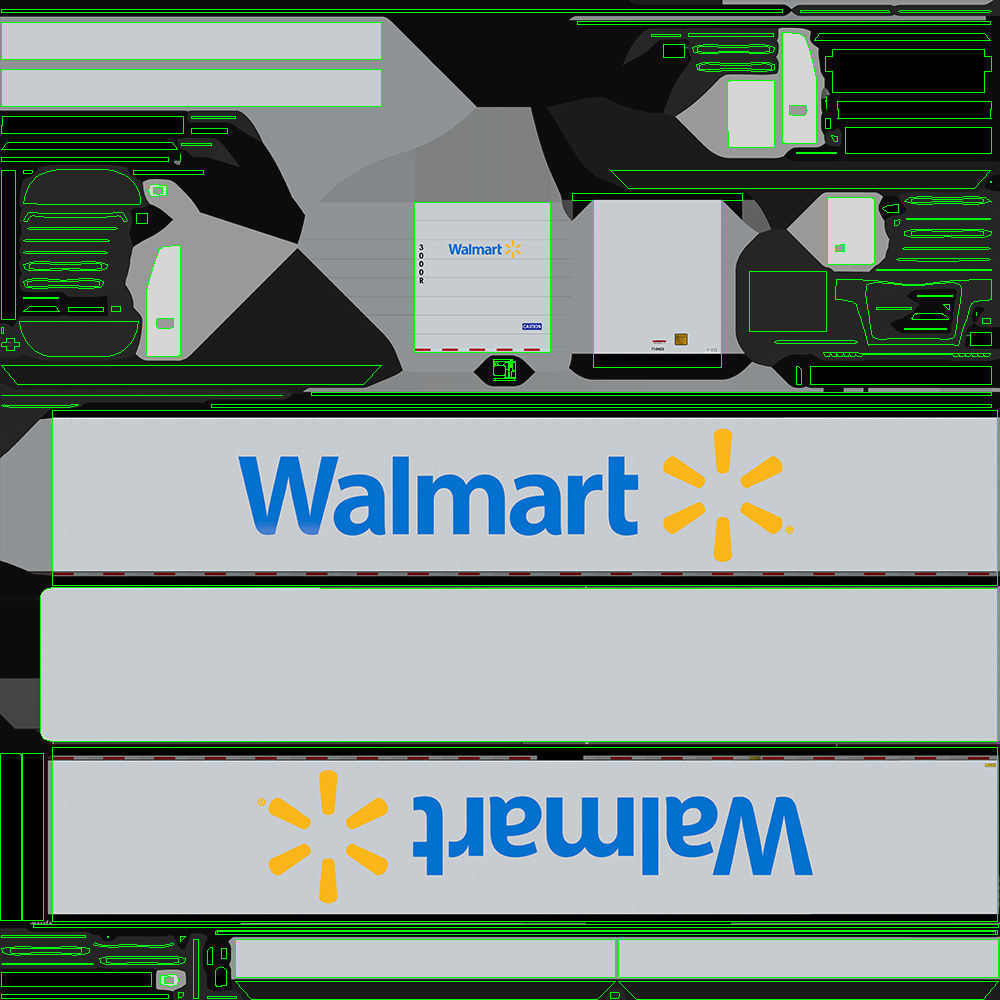 Kenworth T680 Day Cab and Refrigerator Walmart Low-poly 3D model_46