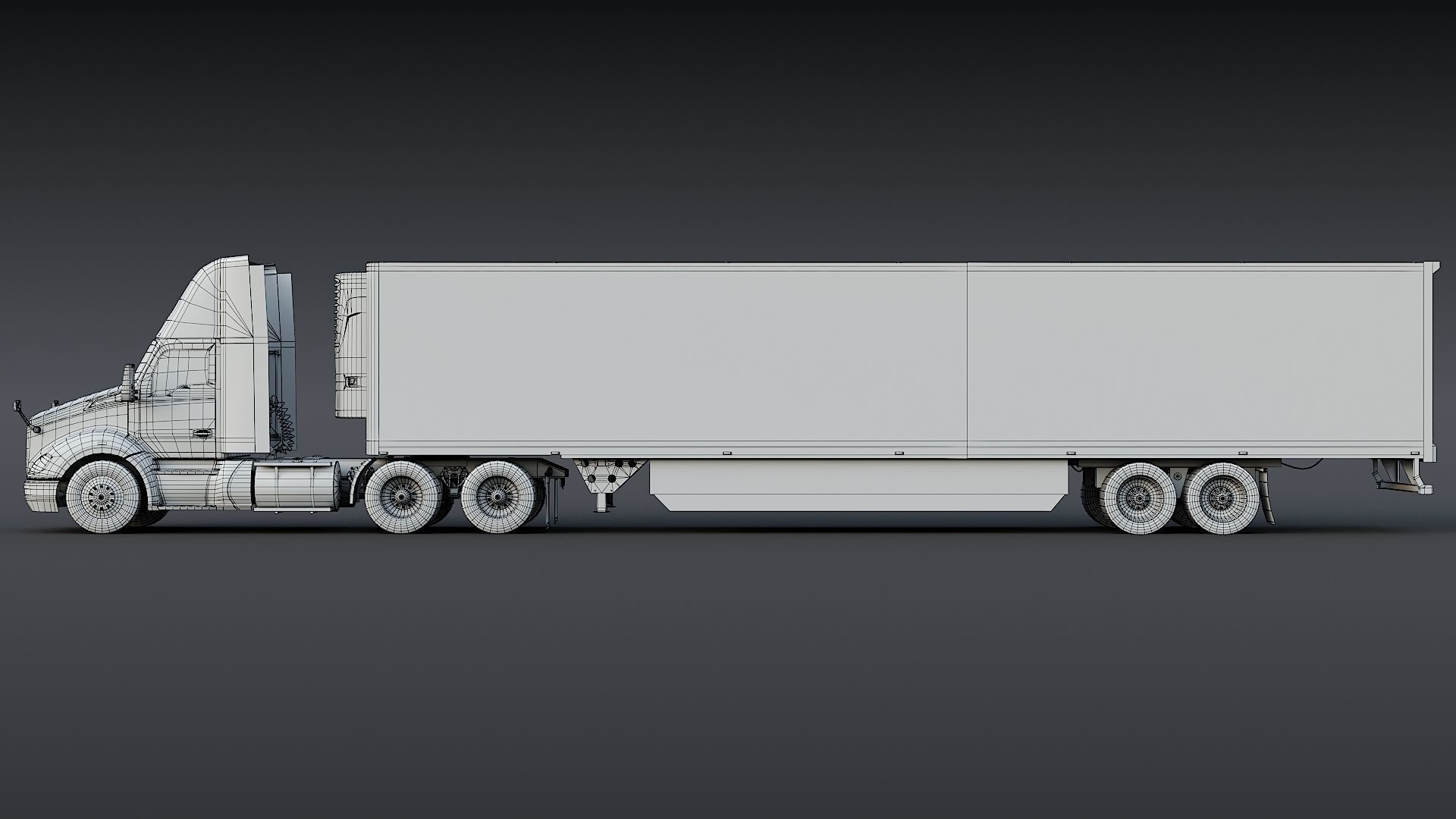Kenworth T680 Day Cab and Refrigerator Walmart Low-poly 3D model_30