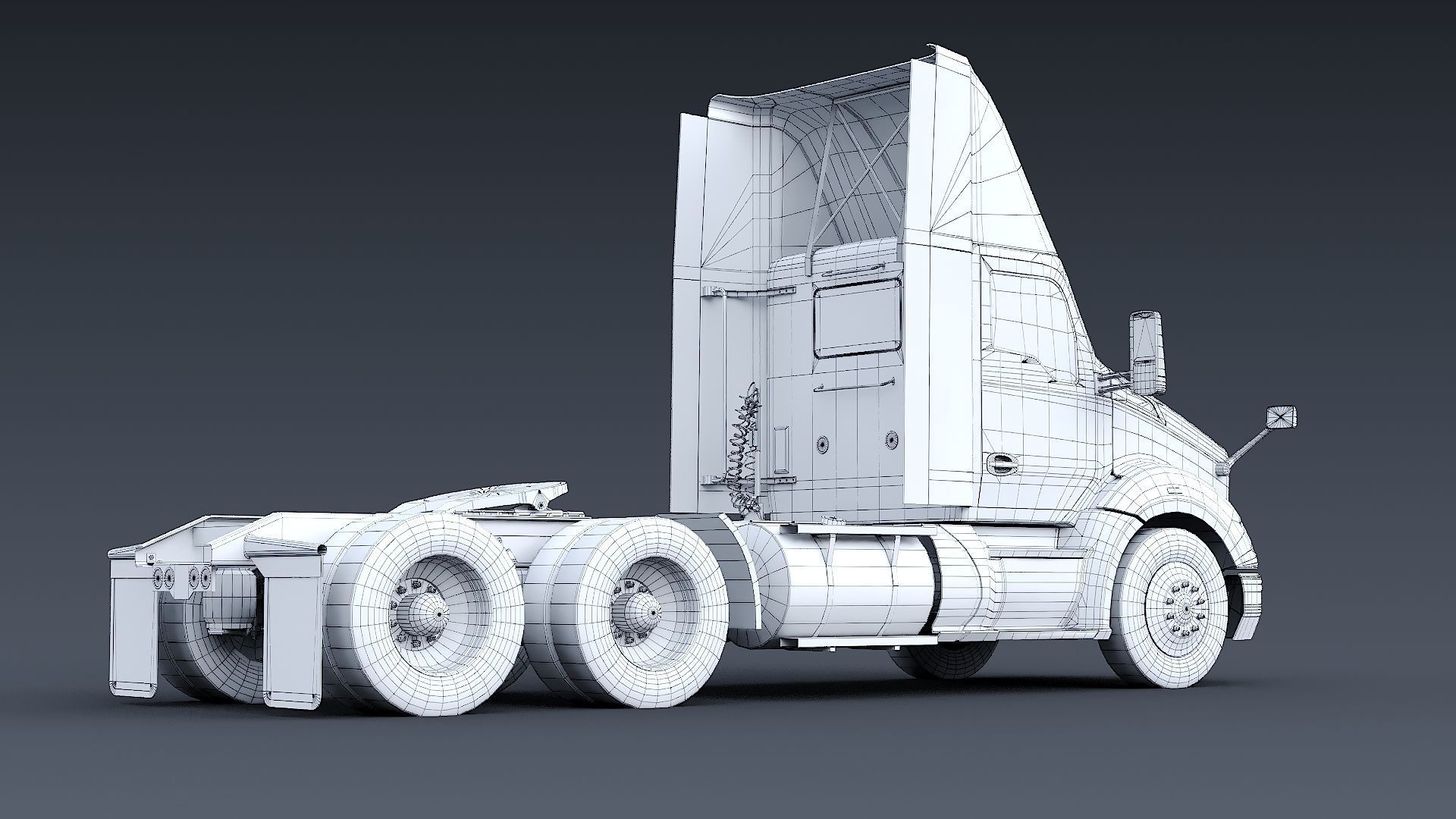 Kenworth T680 Day Cab and Refrigerator Walmart Low-poly 3D model_34