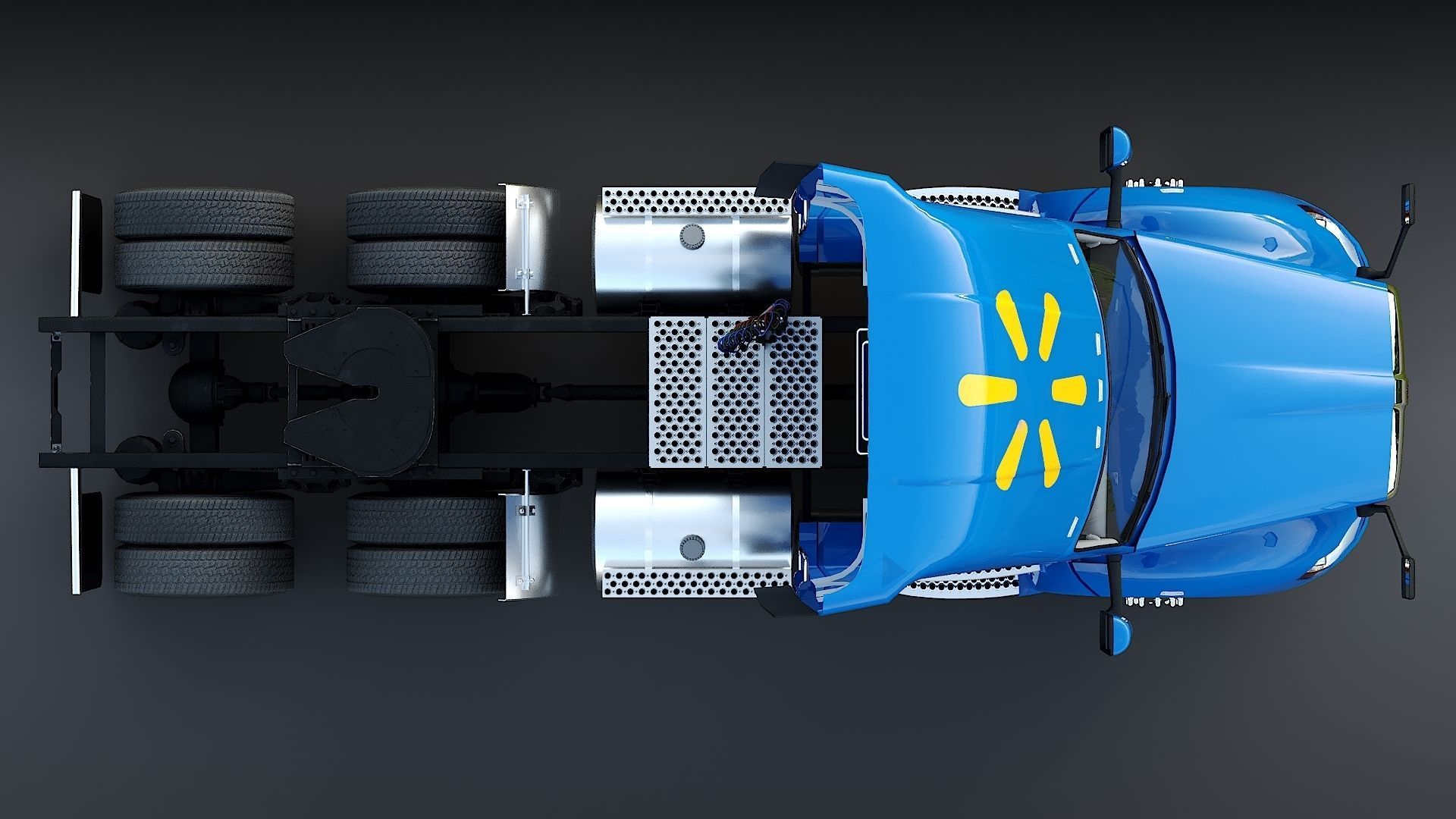 Kenworth T680 Day Cab and Refrigerator Walmart Low-poly 3D model_18