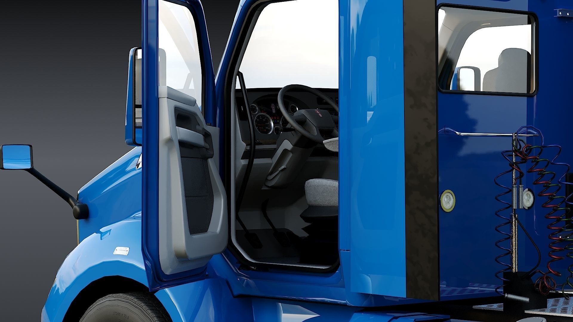 Kenworth T680 Day Cab and Refrigerator Walmart Low-poly 3D model_8