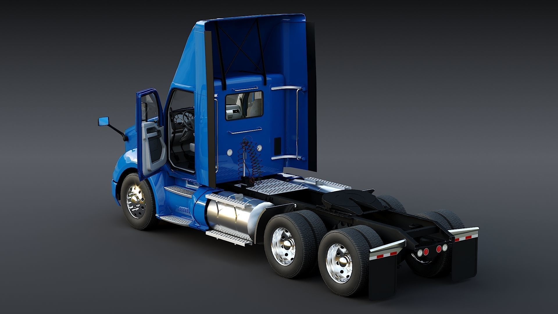 Kenworth T680 Day Cab and Refrigerator Walmart Low-poly 3D model_6