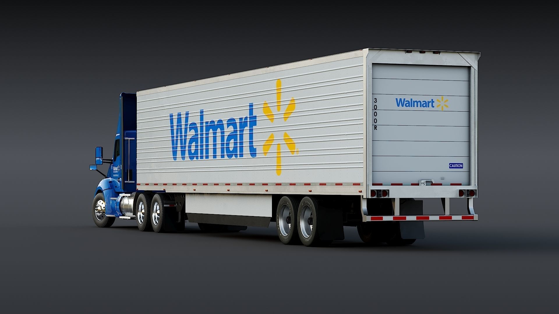 Kenworth T680 Day Cab and Refrigerator Walmart Low-poly 3D model_12