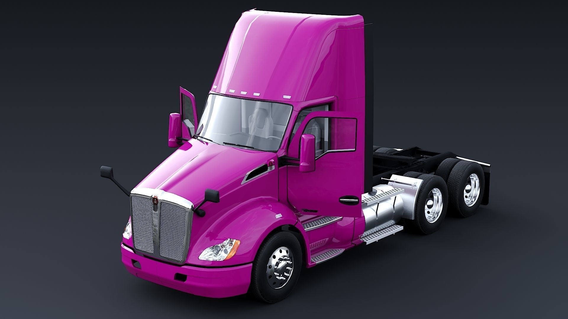 Kenworth T680 Day Cab and Refrigerator Walmart Low-poly 3D model_26