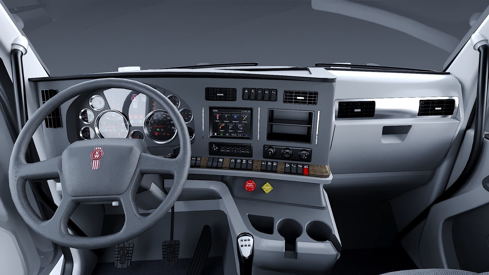 Kenworth T680 Day Cab and Refrigerator Walmart Low-poly 3D model_10