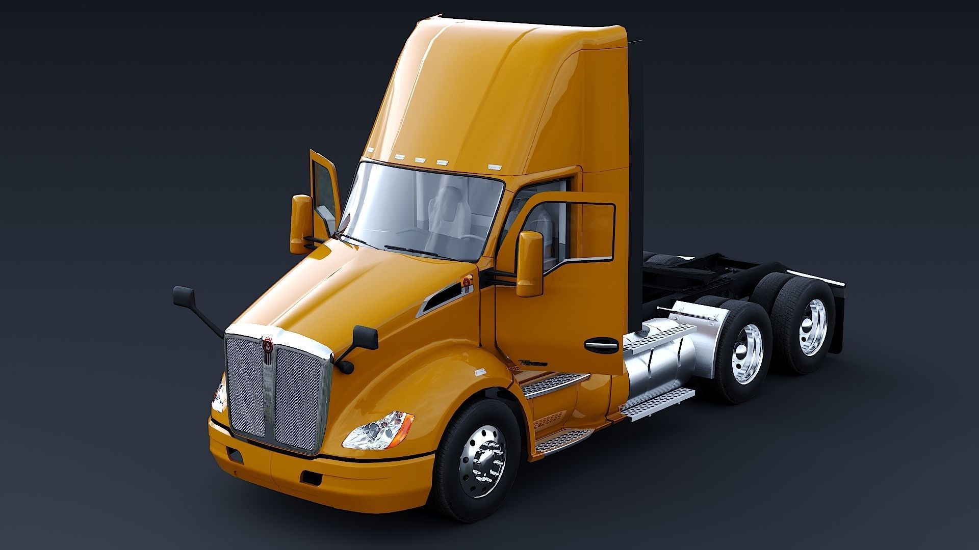 Kenworth T680 Day Cab and Refrigerator Walmart Low-poly 3D model_27