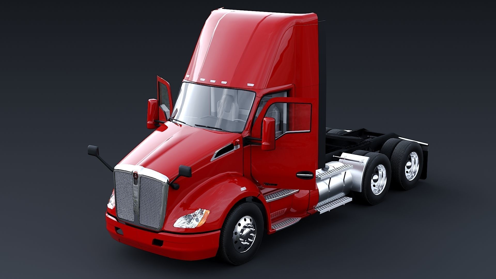 Kenworth T680 Day Cab and Refrigerator Walmart Low-poly 3D model_28