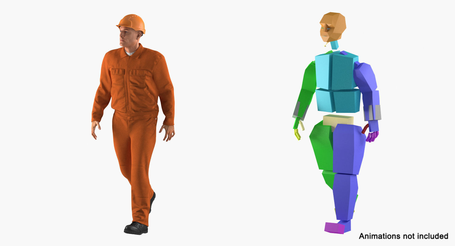 Builder Wearing Orange Coveralls Rigged for Maya 3D model_21