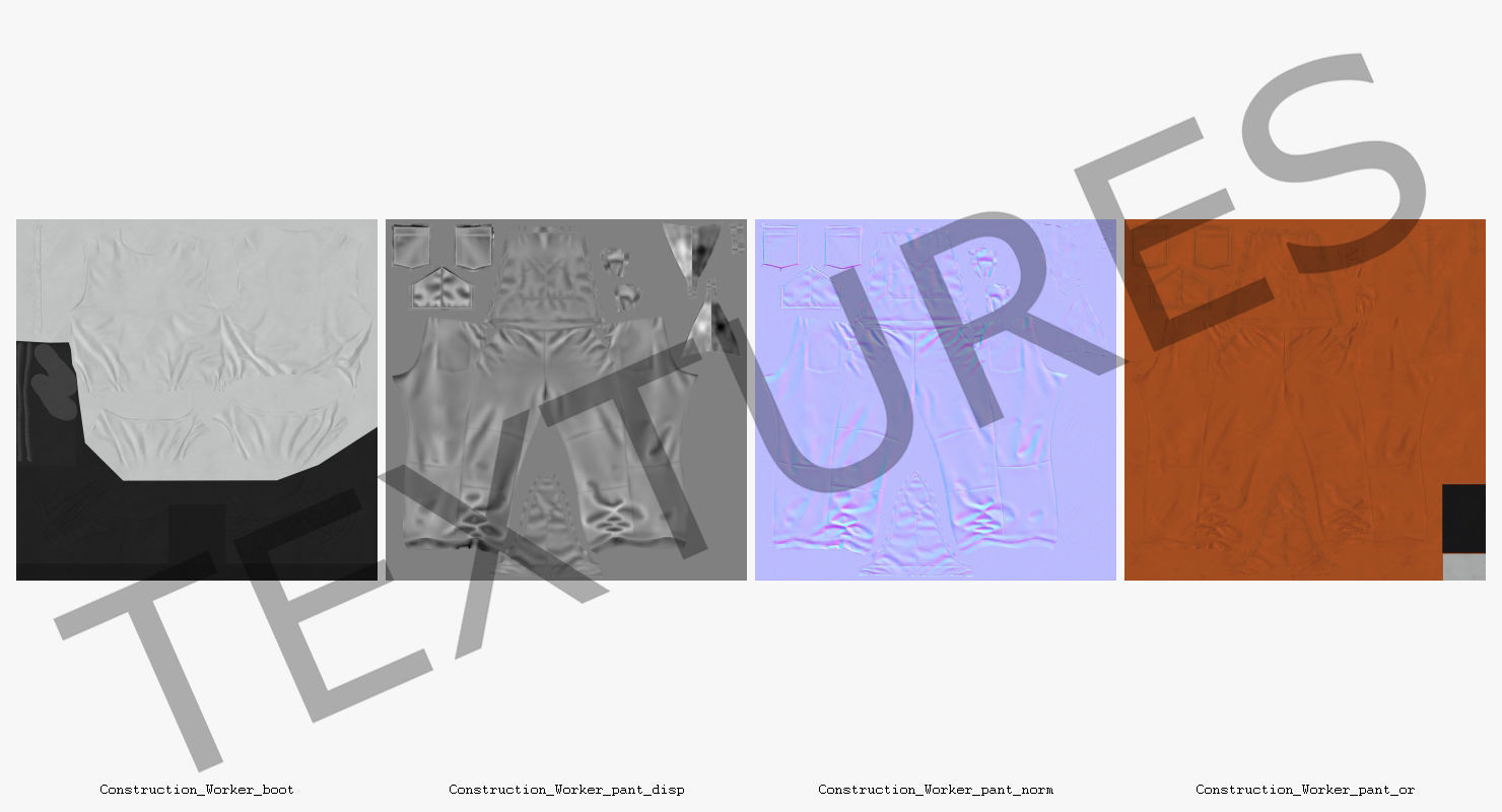 Builder Wearing Orange Coveralls Rigged for Maya 3D model_25