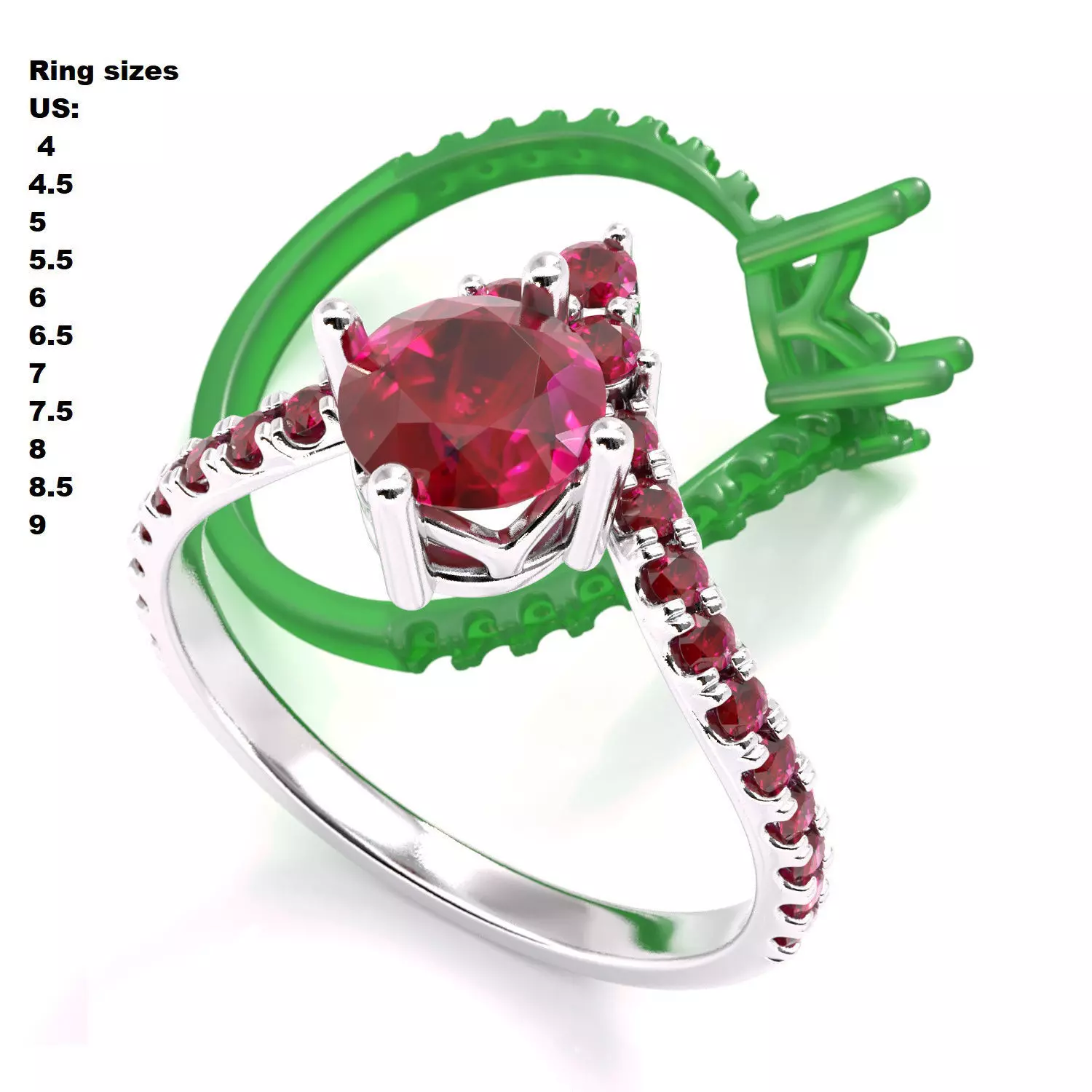 Nouveau Diamond Ring for rendering and 3D print model