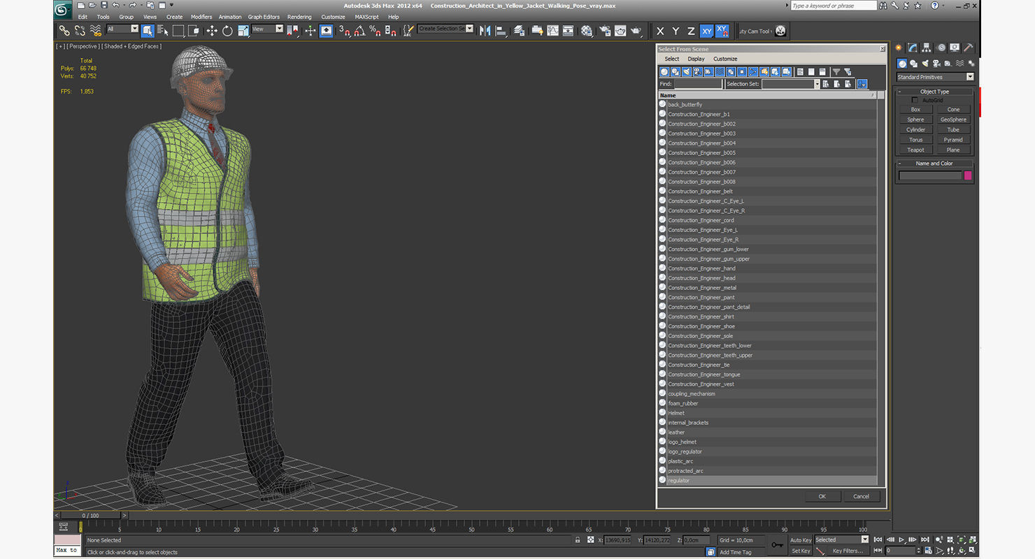 Construction Architect in Yellow Jacket Walking Pose 3D model_17