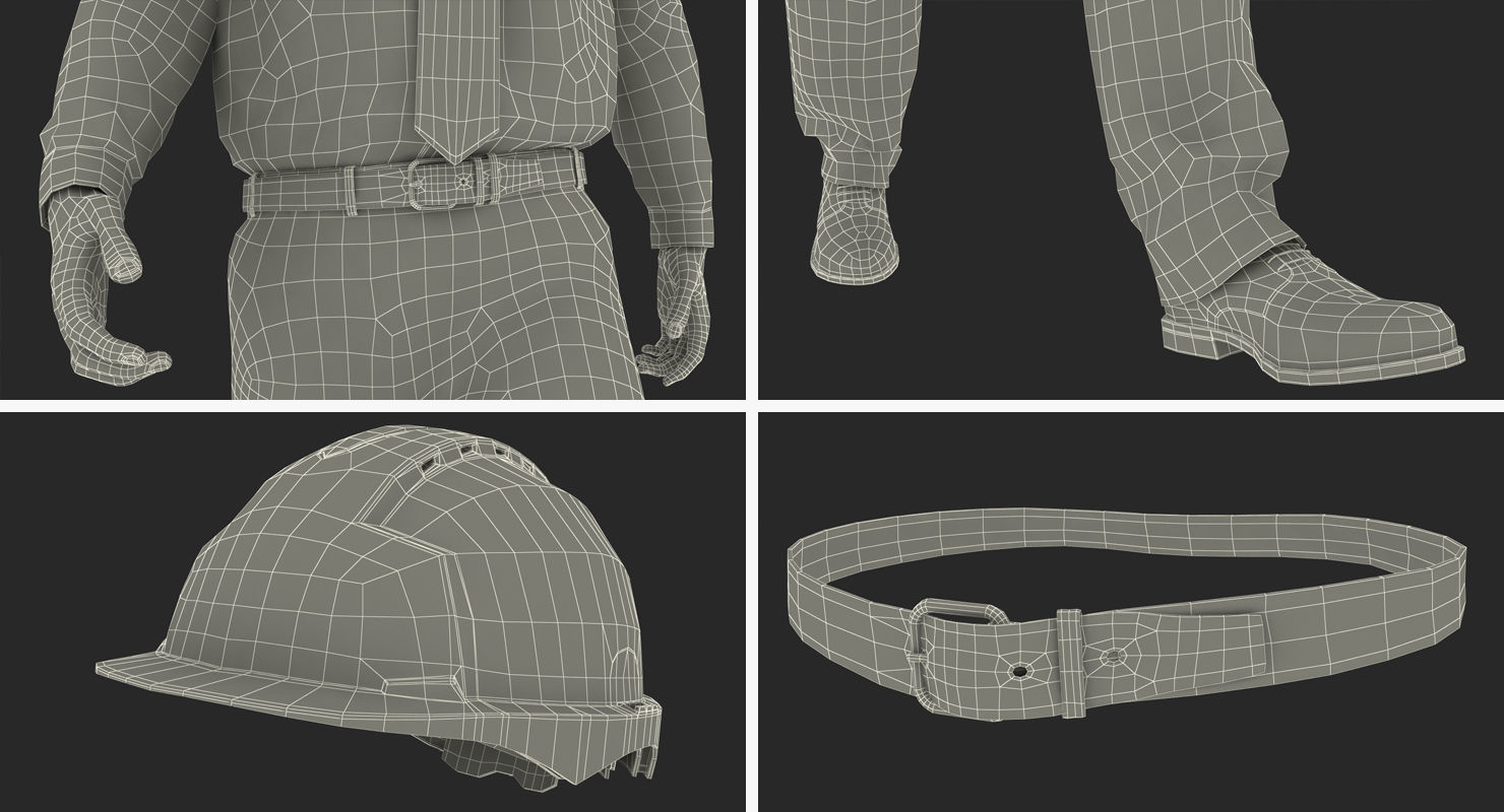 Construction Architect in Yellow Jacket Walking Pose 3D model_22