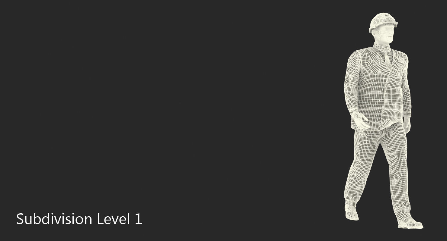 Construction Architect in Yellow Jacket Walking Pose 3D model_14