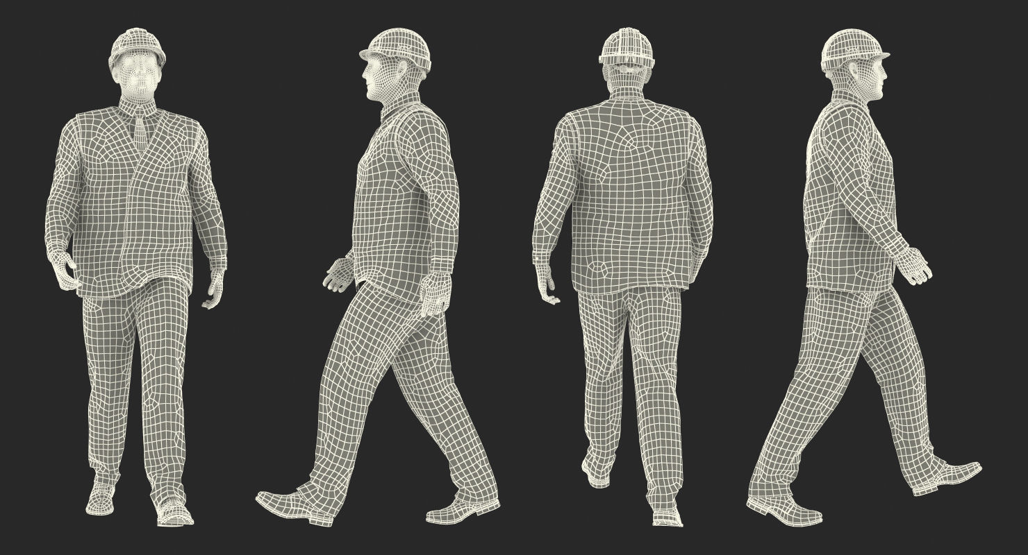 Construction Architect in Yellow Jacket Walking Pose 3D model_18