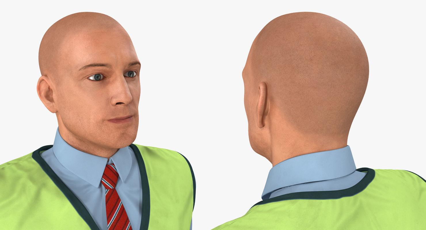 Construction Architect in Yellow Jacket Walking Pose 3D model_10