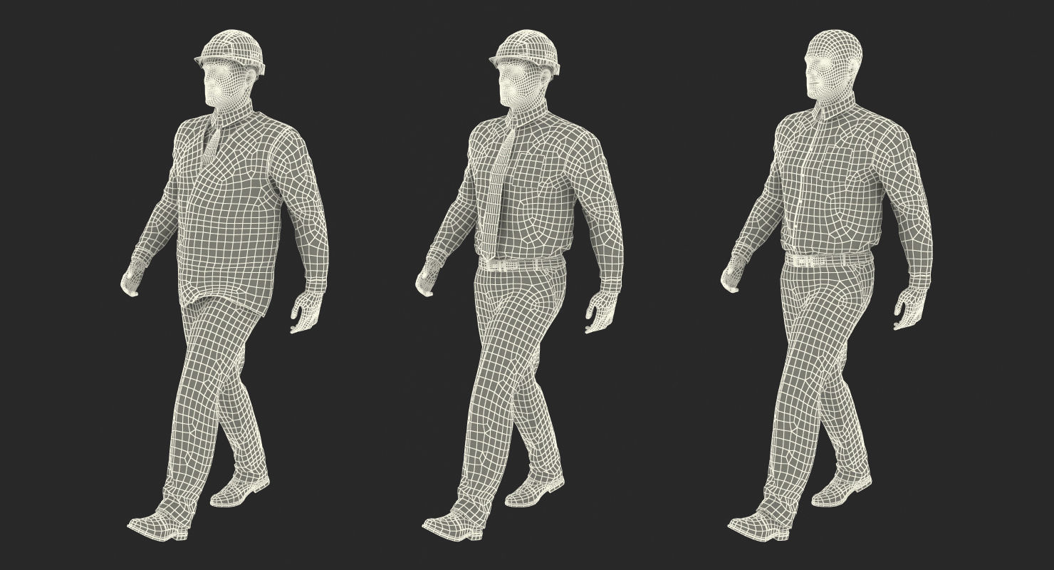 Construction Architect in Yellow Jacket Walking Pose 3D model_19