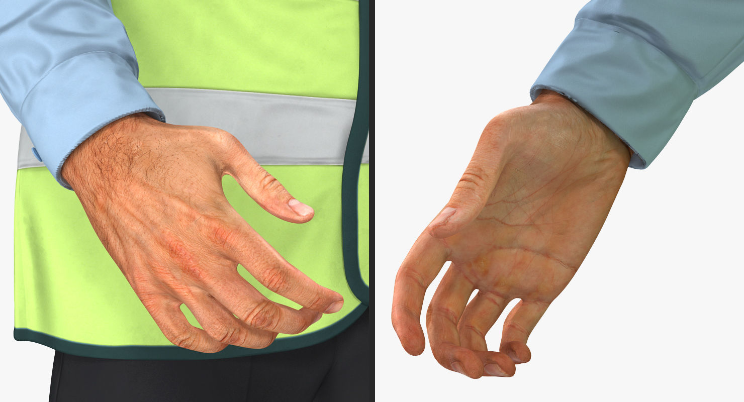 Construction Architect in Yellow Jacket Walking Pose 3D model_12