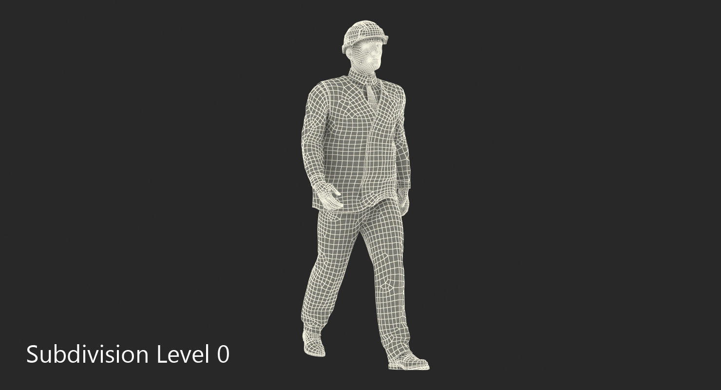 Construction Architect in Yellow Jacket Walking Pose 3D model_23
