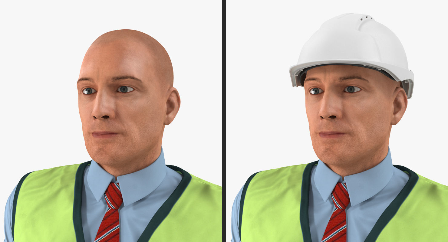 Construction Architect in Yellow Jacket Walking Pose 3D model_11