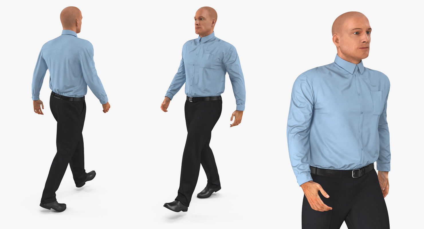 Construction Architect in Yellow Jacket Walking Pose 3D model_5