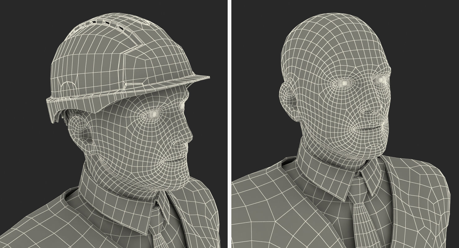 Construction Architect in Yellow Jacket Walking Pose 3D model_21