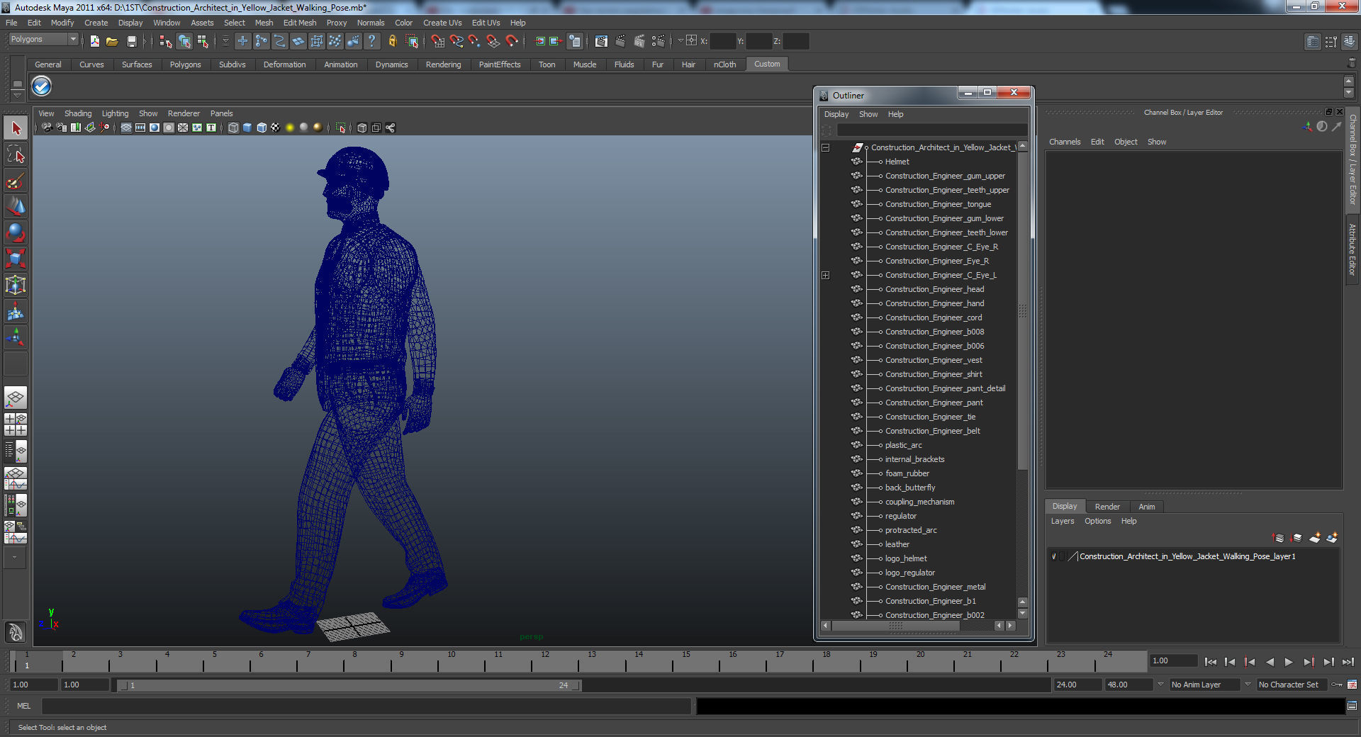 Construction Architect in Yellow Jacket Walking Pose 3D model_26
