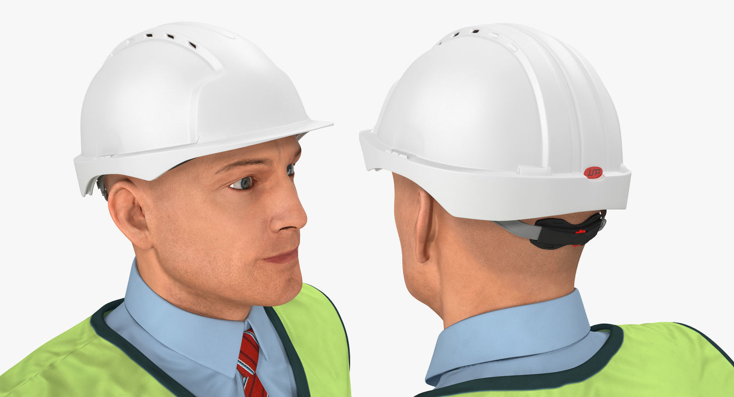 Construction Architect in Yellow Jacket Walking Pose 3D model_9