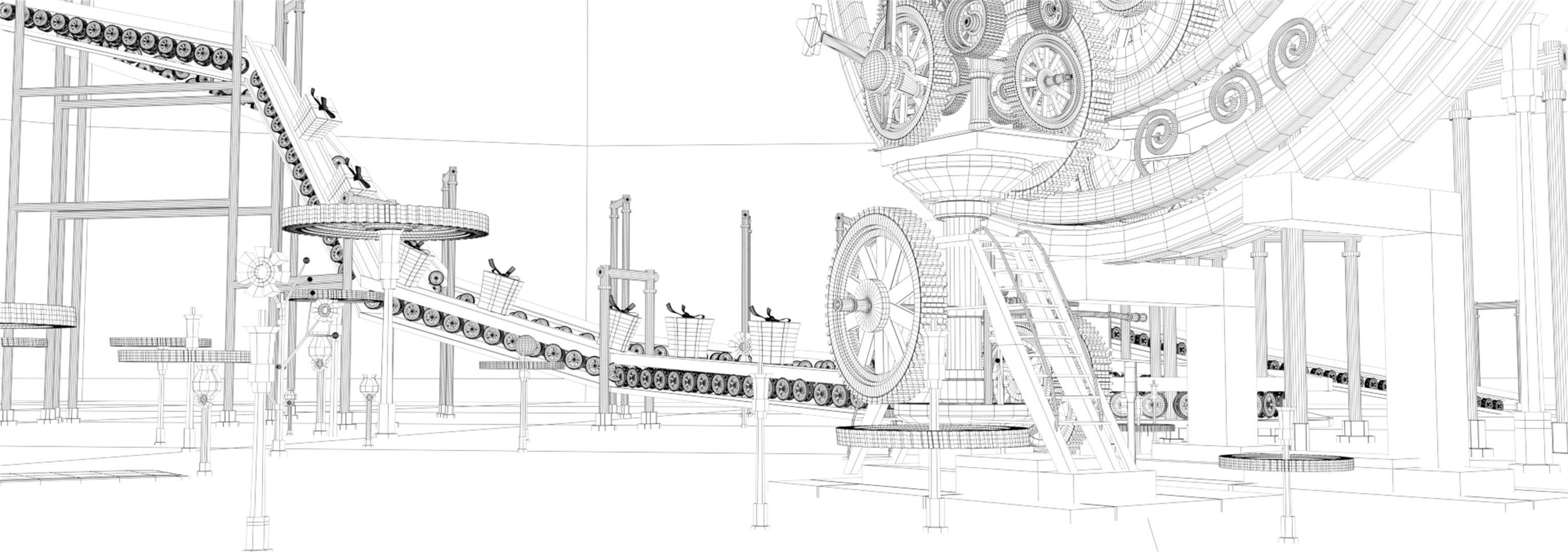 Childrens park carousel cartoon playground 3D model_7