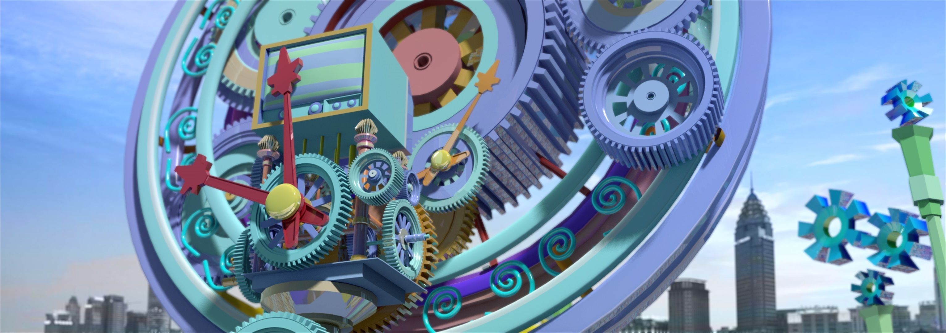 Childrens park carousel cartoon playground 3D model_3